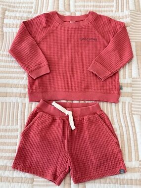 Kids Waffle  Set in Coral Pink
